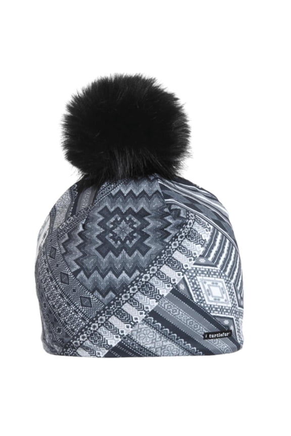 Pom Pom Comfort Shell UV Comfort Plush Lined Faux Fur Pom Beanie, All Patched Up