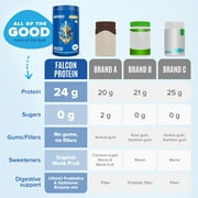BIRDMAN Falcon Organic Vegan Protein Powder, Stevia & Sugar Free, Vanilla, 60 Servings, 3.9lb