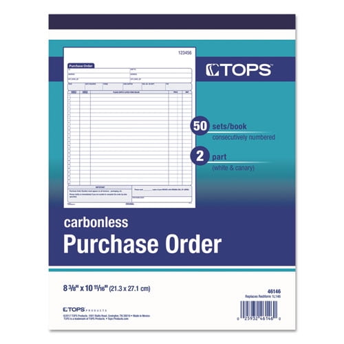 Purchase Order Book, Two-Part Carbonless, 8.38 x 10.19, 1/Page, 50 Forms | Bundle of 2 Each
