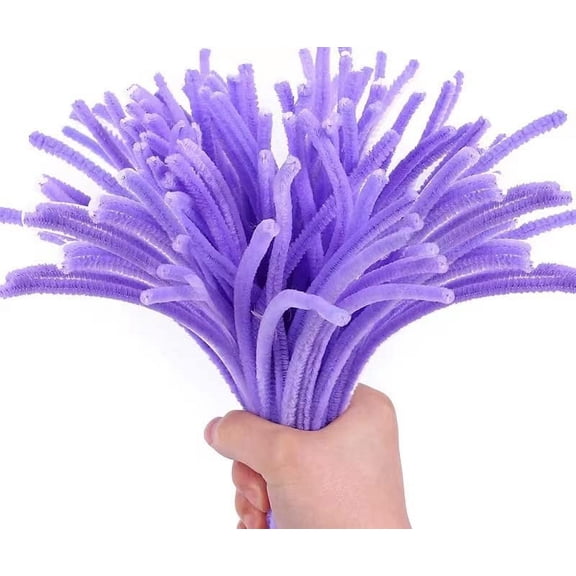 Purple Pipe Cleaners, 100psc Pipe Cleaners Craft Supplies, Chenille Stems, Pipe Cleaners for Crafts, Art and Craft Supplies