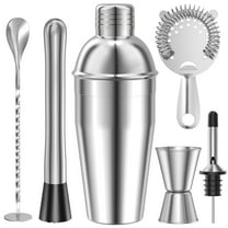 TINANA 6 PCS Cocktail Shaker Set, 25oz Shaker, Strainer, Muddler, Jigger, Mixing Spoon, Pour Spout, Stainless Steel Bartender Kit, Perfect for Home, Bar, or Gift
