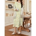 thumbnail image 2 of Avidlove Nightgowns for Women Floral Long Sleeve Henley Sleepshirt Full Length Nightdress Sleepwear with Pockets S-3XL, 2 of 7