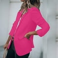 thumbnail image 5 of vigerkar Women's Casual Long Sleeve Button Lapel Blazer Jacket Loose Solid Color Work Office Blazer Hot Pink, L, 5 of 6
