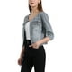 thumbnail image 4 of CHAQUETA DE MEZCLILLA SIN CUELLO Y MANGAS 3/4 PARA MUJER INSPIRE CHIC, GRIS HUMO, XS, 4 of 6