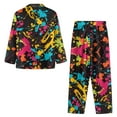 thumbnail image 4 of Suhoaziia Pajamas for Women Set Colorful Graffiti Long Sleeve Warmth Pj Fit Size XS Home Indoor Aesthetic Clothing,2 Pack Cozy Nightwear for Winter/Spring/Fall Button Outfits, 4 of 6