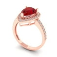 thumbnail image 2 of Halo Engagement Ring for Women - 2.36ct Simulated Ruby in 14K Rose Gold Promise Ring, 2 of 6
