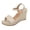 Beige, variant on Womens Platform Wedges Dressy Shoes for Ladies with Glitter Rhinestones Charms Trendy Casual Suede Open Toe Chunky High Heels Summer Dress Pumps Beige Size 6.5