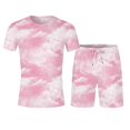 thumbnail image 3 of MKLEKYY Conjunto Deportivo Informal Corto Para Mujer Y Hombre, Ideal Para Vacaciones Y Fitness, Con Mangas Cortas Y Pantalones Cortos, Ideal Para Actividades De Primavera, Verano Y Otoño., 3 of 5