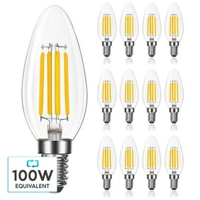 Luxrite Candelabra LED Light Bulbs 800 Lumens 3000K Soft White 7W B11 Dimmable Damp Rated UL Listed E12 12-Pack