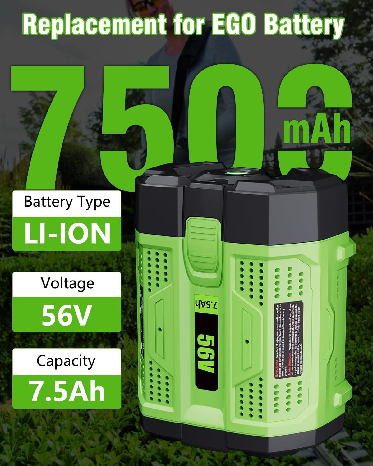 2Packs 56V 7.5Ah Replacement for EGO Battery BA2800T BA2800 BA4200 BA1400 Compatible with Ego 56V Battery Power+ Cordless Tools