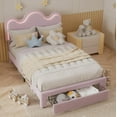 thumbnail image 3 of Twin Bed Frame with Adjustable Upholstered Headboard, Girls Platform Bed Frame with Storage Drawers Princess Bed Frame for Girls, Pink  ﻿, 3 of 8