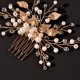 thumbnail image 3 of Nvzi Horquillas para el pelo de boda con flores para novias, peinetas con perlas de cristal, pinzas para el pelo, tocado, accesorios para el pelo de boda dorados, joyas - doradas, 3 of 4