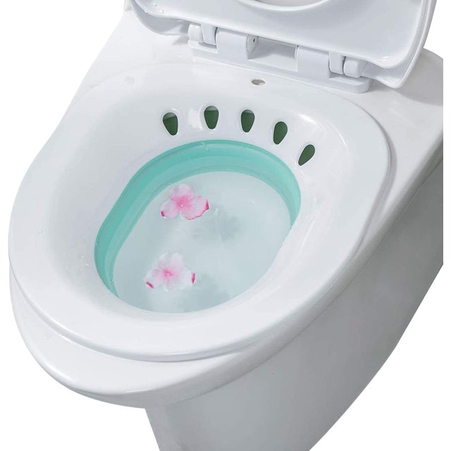 Cómodo baño de asiento plegable, materiales de grado médico para el cuidado posparto, tratamiento de hemorroides con fondo antideslizante y ajuste universal para inodoro, mejora su proceso de