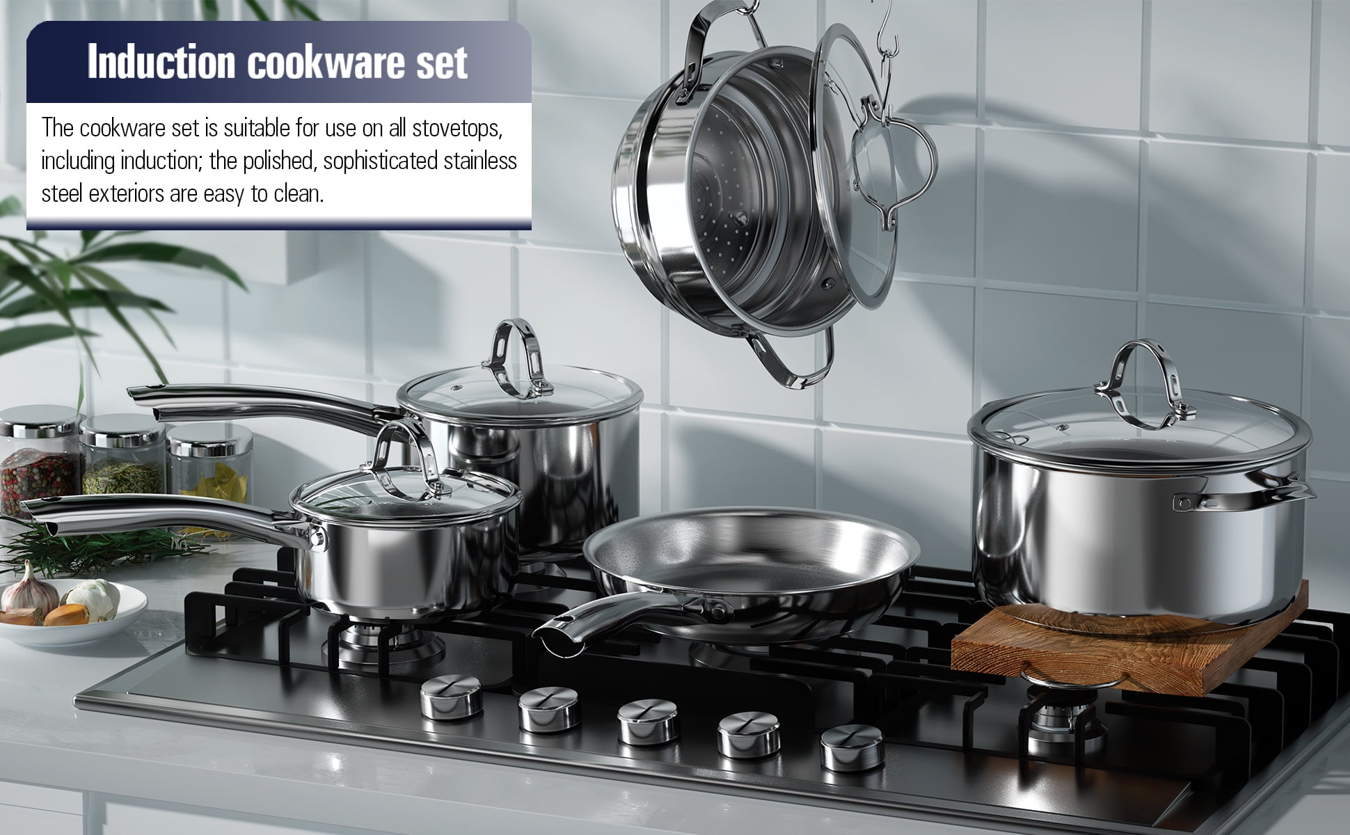 Cookware Set Kitchen Stainless Steel 9-Piece Cooking Pot Set,Induction –  Nordic Abode