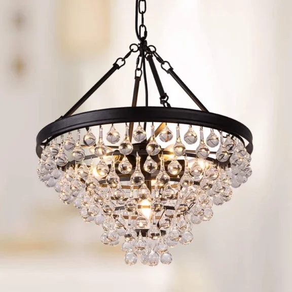 More Change Modern K9 Crystal Chandelier Ceiling Lighting 9-Lights E14 Pendant Fixtures