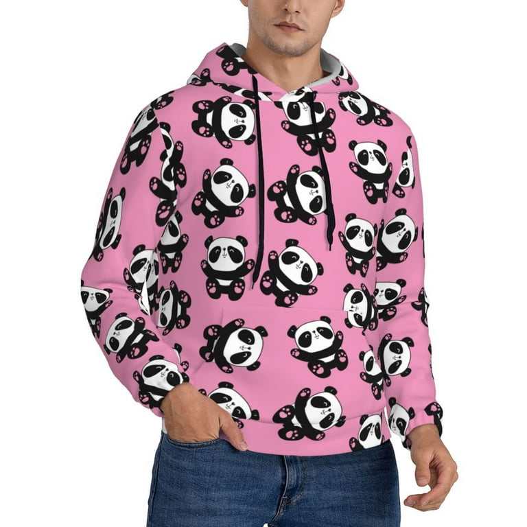 Junzan Cute Panda for Men's Hoodie Fall Pullover Hooded