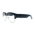 thumbnail image 6 of Retro Nerdy Thick Half Rim Hipster DJ Clear Lens Fashion Eyeglasses [Navy Silver - Clear], 6 of 7