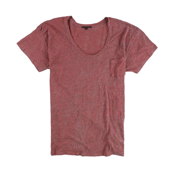 TRULY MADLY DEEPLY Womens Heathered Pocket Basic T-Shirt, Red, Large