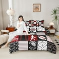 thumbnail image 4 of Homewish Gamer Baseball Football Bedding Comforter Set 2pcs for Kids Teens Adults,Black Red Twin Comforter Sets Microfiber,Sport Geometric Plaid Breathable Bedding Set,Lightweight Room Decor, 4 of 8