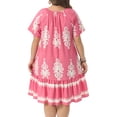 thumbnail image 4 of DARING DIVA Women's Plus Size Summer Boho Short Sleeve Flared Midi Dress 4X Pink, 4 of 6