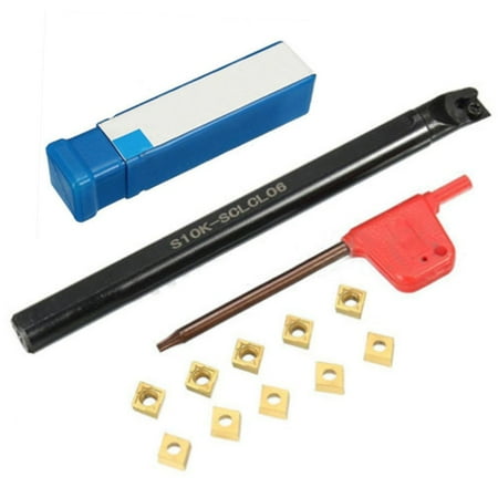 

10x CCMT060204 Carbide Inserts + S10K-SCLCL06 Lathe Turning Tool Holder + Wrench