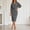 Gray, variant on Asgosdo Women Cowl V Neck Batwing 3/4 Sleeve Office Pencil Midi Sheath Dress
