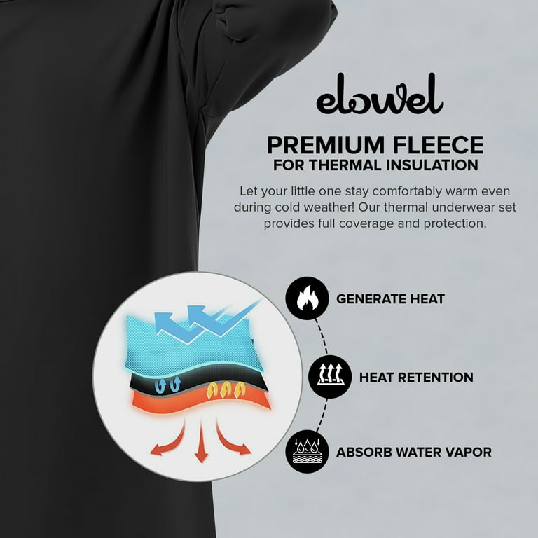 Elowel Thermal Underwear Set for Girls Kids Thermals Base Layer XS