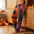 thumbnail image 3 of EANJE Mens Halloween Pajamas Stretch Wide Leg Corduroy Sleepwear Pajama Pant Fashion Pumpkin Ghost Bat Graphic High Waisted Pjs Fall Drawstring Lounge Pants with Pockets Red M, 3 of 5