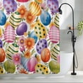 thumbnail image 2 of Easter Colorful Eggs Standard Shower Curtain Set, Waterproof Shower Curtains for Bathroom, Farmhouse Floral Polka Dot Washable Fabric Cloth Bath Curtain for Bathtub Decoration with Hooks 72x72 Inches, 2 of 9