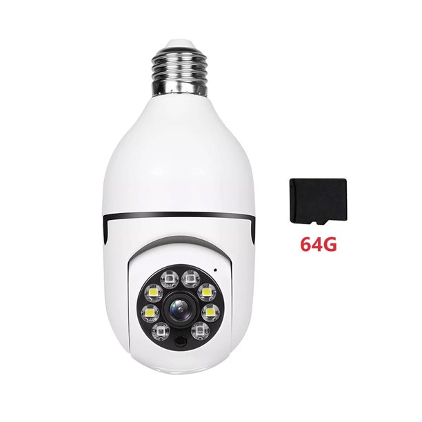 Night Vision 720P Wireless E27 WiFi Bulb Cámara de vigilancia (con tarjeta 64G)