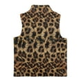 thumbnail image 5 of Garronmavis Brown Leopard Print Kids Outerwear Vest Size 7-8 Stylish Girls Vests Casual Zipper Winter Sleeveless Jacket with Pockets Stand Collar Wind Proof Sleeveless Outwear Vest, 5 of 7