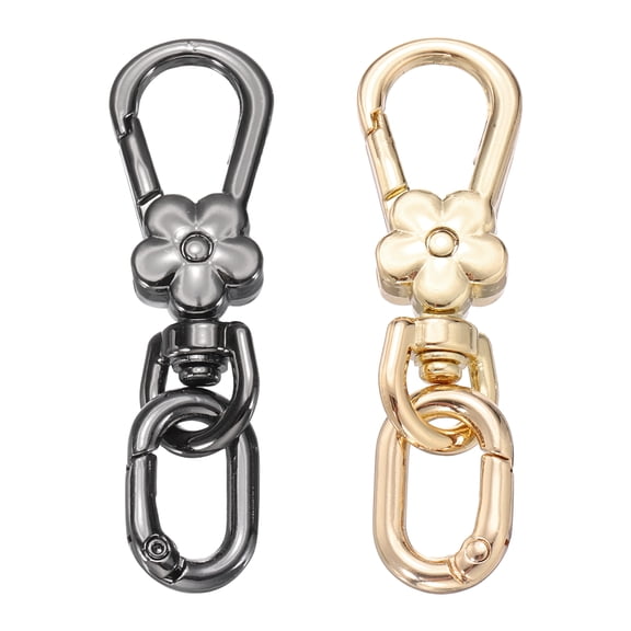 Uxcell 2 Pcs Metal Keychain Clip Swivel Lobster Claw Clasp Quick Release Oval Ring Detachable Double Opening Snap Hooks for Jewelry Making Crafts Backpack Bag Lanyard, Light Gold/Gunmetal