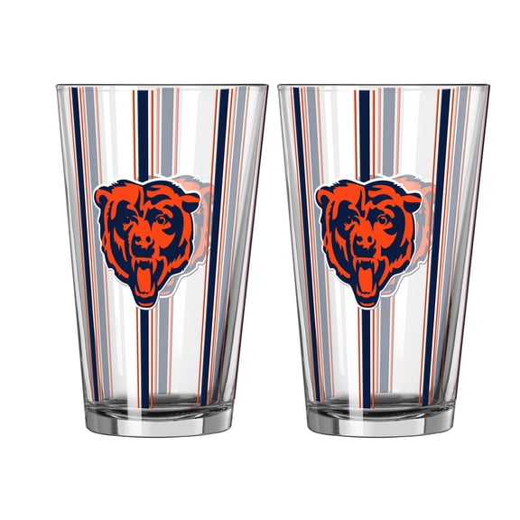 Logo Brands Chicago Bears Two-Piece 16oz. Striped Pint Glass Set