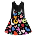thumbnail image 4 of Valentines Day Dresses Scalloped Neck Fit and Flare Dress with Heart Print Waist Vintage Style Skater Midi for Women Purple Pink 3XL, 4 of 4