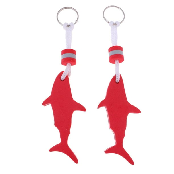 2 llaveros flotantes de tiburón para deportes acuáticos, surf, natación, pesca, barco, boya rojo