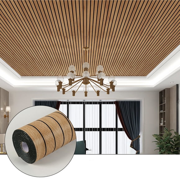 Yingyy Wood Effect Vinyl Self Adheve Wall texture, 40cm × 300cm Panels 3D Wallpaper For Living Room Ceiling Wall Panelling Kits