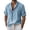Blue, variant on BangWanChi Short Sleeve Stand Up Collar Tops for Men Summer Linen Shirts Men's Beach Wear Solid Holiday Street Shirts