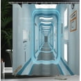 thumbnail image 4 of Ambesonne Outer Space Shower Curtain, Ufo Galactic Print, 69"Wx84"L, Blue White, 4 of 5