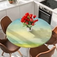 Blue Green Gradient Background Round Fitted Tablecloth with Elastic ...