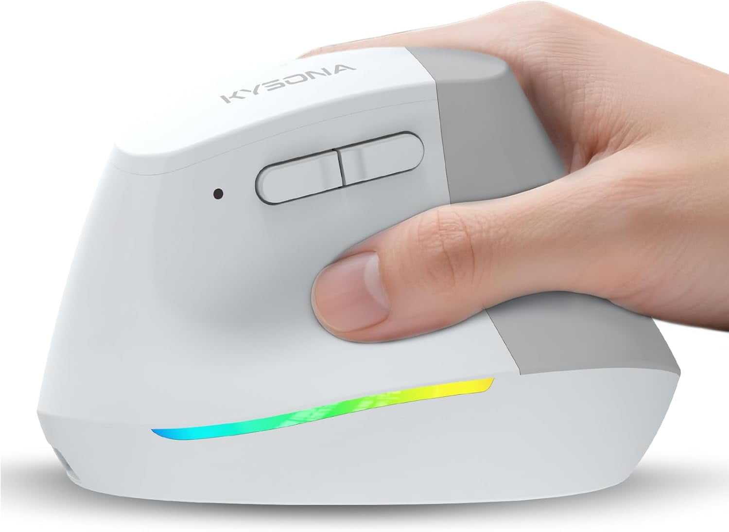 HRTGFD-Wireless Ergonomic Mouse, Vertical Mouse, Bluetooth Ergo Mouse, Quiet Click, 5 Level Adjustable DPI(800/1200/2400/2400/4000), Rechargeable 2.4G Mice Computer, PC, Mac, Laptop, White