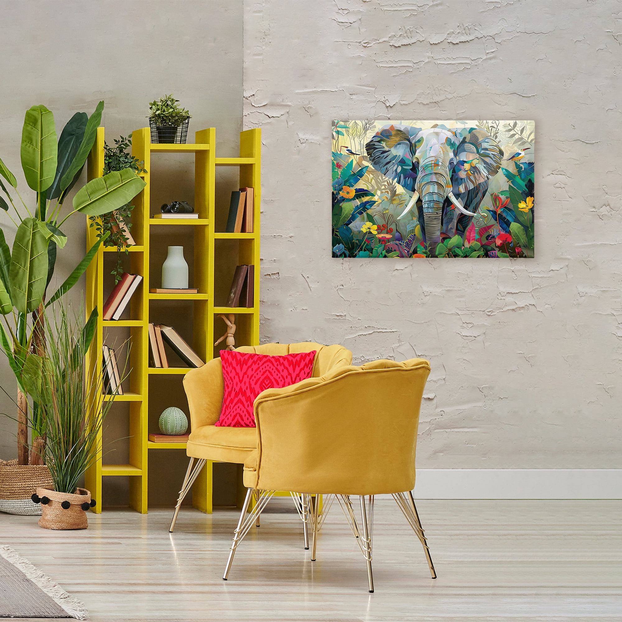 Stupell Industries Elephant's Realm in Tropical Bloom Canvas Wall Art, design by Lazar Studio
