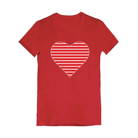 Tstars Girls Valentine's Day Shirts for Kids Love Red Striped Heart Love Gift Idea for Girl Toddler Kids Girls Fitted T Shirt