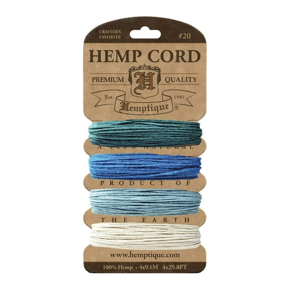 Hemptique Hemp Cord Set, 20 lb., Aquamarine