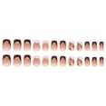 thumbnail image 5 of Uñas postizas francesas medianas cuadradas, color blanco degradado negro, reutilizables, juego de 24 piezas., 5 of 5