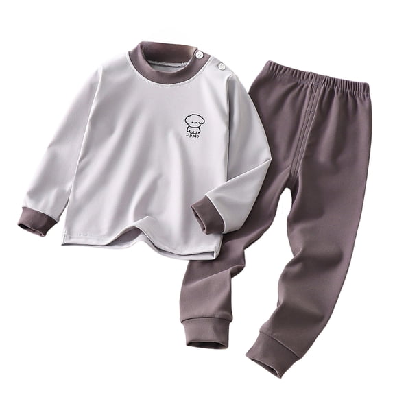 WERYOUNG Kids Thermal Outfits Long Sleeve Crewneck Thickened Tops And Pants Kids Cozy Home Wear Sets For Girls Boys Autumn Winter Comfortable Clothing Sets 3-4 Years