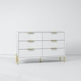 thumbnail image 5 of Farmhouse 6-Drawer Dresser, Rustic Wooden Chest of Drawers with Metal Handles, Wide Storage Dresser TV Stand for Bedroom, Antique Gray, 5 of 7