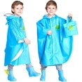 thumbnail image 5 of Poncho de lluvia para niños, chaqueta impermeable de dibujos animados, mochila ligera, impermeable, con capucha, capa de lluvia para niños, bebés, niñas (azul, 5-7T), 5 of 5
