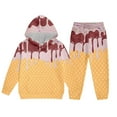 thumbnail image 7 of Rhoudy Girl Clothes 2-3 Years Fall Long Sleeve Top And Pants Two Piece Outfit Ice Cream Print Hooded Suit Winter Jogger Set Simple Style Outfits Brown, 7 of 7