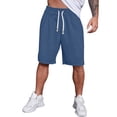 thumbnail image 2 of Sewkxo Mans Workout Shorts Sherpa Elastic Waist Drawstring Lounge Pant Spring Summer Baggy Casual Shorts Pant with Pockets,Blue L, 2 of 4