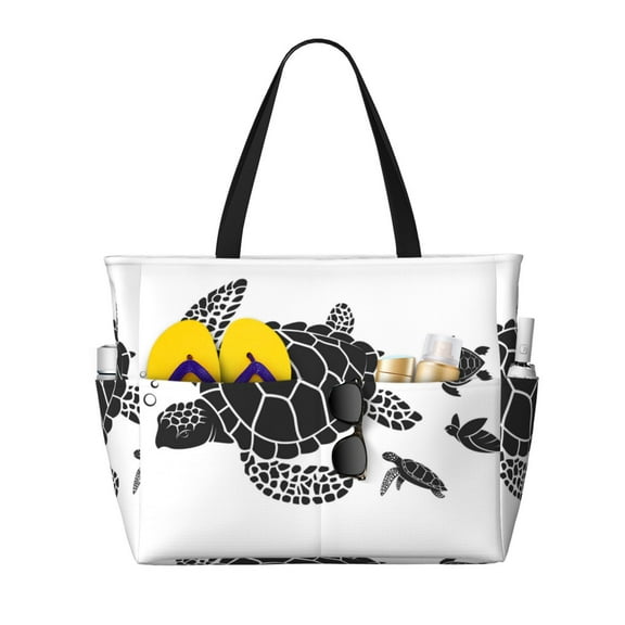 Balery Family Of Sea Turtles Beach Travel Bag - Water-Resistant, Large Capacity Lightweight Tote with 7 Pockets for Women and Men - Perfect for Beach, Pool, Gym, and Travel